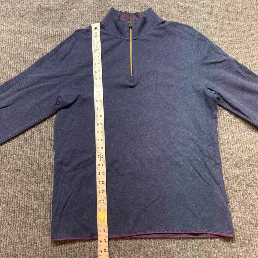 Robert Graham Blue Quarter Zip Pullover Sweater Medium Cotton Luxury Casual - Picture 4 of 12